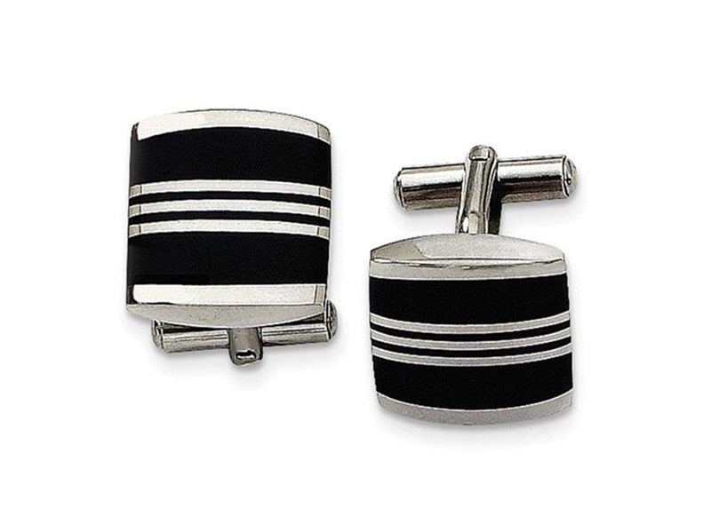 Stainless Steel Satin Enameled Square Cuff Links, 18MM