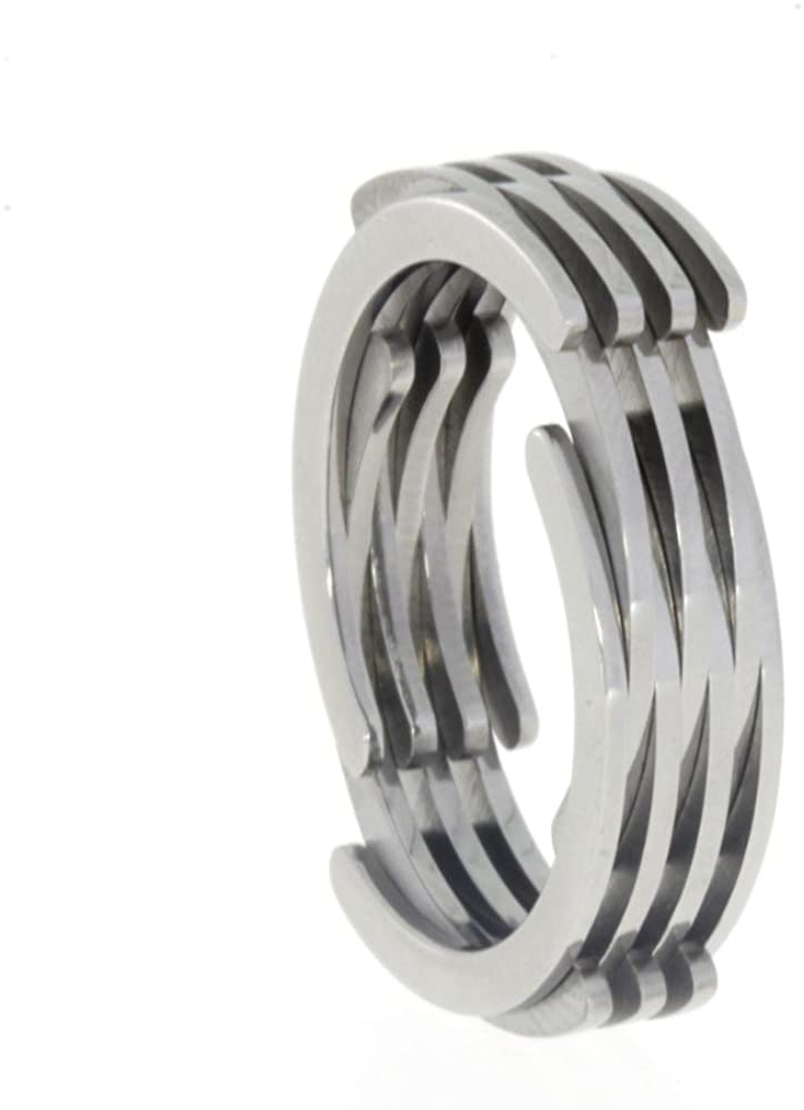 Doodle Ring 8mm Comfort-Fit Cool Titanium Gadget Band, Size 4.75