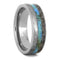 Turquoise, Dinosaur Bone, Gibeon Meteorite 7mm Titanium Comfort-Fit Wedding Band