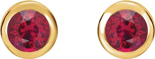 Chatham Created Ruby Earrings, 14k Yellow Gold