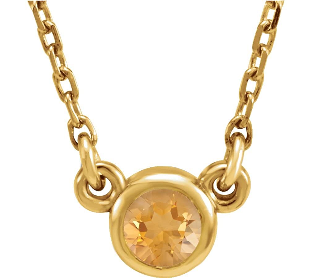 Citrine Solitaire 14k Yellow Gold Pendant Necklace, 16"