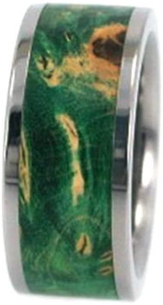 Dark Green Burl 10mm Comfort Fit Interchangeable Titanium Band, Size 5.25