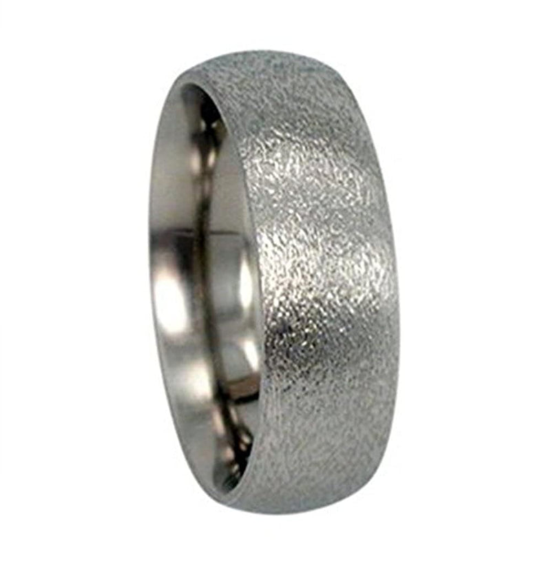 Round Profile with Frosted Finish Titanium 6mm Comfort Fit Band, Size 15.25
