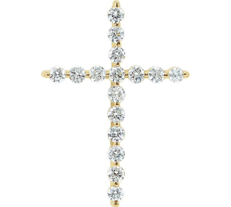 Diamond Cross 14k Yellow Gold Pendant (1.00 Ctw, G-H Color, I1 Clarity)