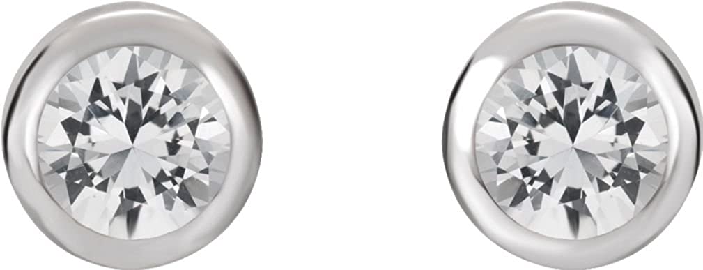 White Sapphire Stud Earrings, Rhodium-Plated 14k White Gold