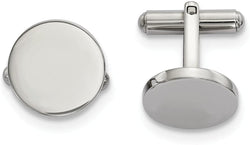Stainless Steel Circle Cuff Links, 15.3X15.27MM