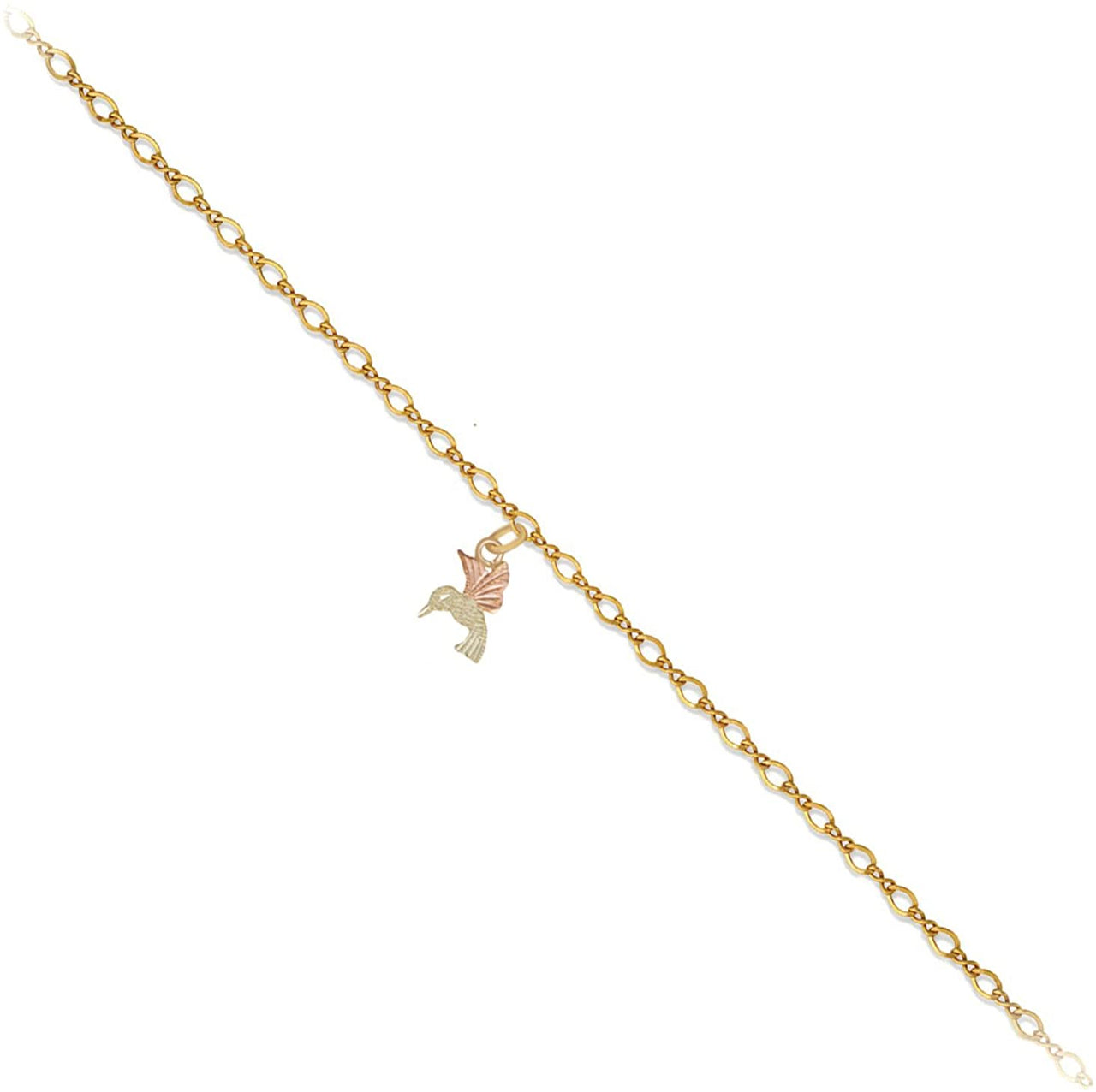 Hummingbird Ankle Bracelet, 10k Yellow Gold, 12k Green and Rose Gold Black Hills Gold