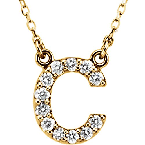 14k Yellow Gold Diamond Initial 'C' 1/6 Cttw Necklace, 16" (GH Color, I1 Clarity)