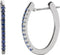 Blue Sapphire Hoop Earrings,14K White Gold