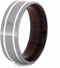 Honduran Rosewood Sleeve, Sterling Silver Pinstripe 7mm Comfort-Fit Titanium Wedding Band, Size 9.25