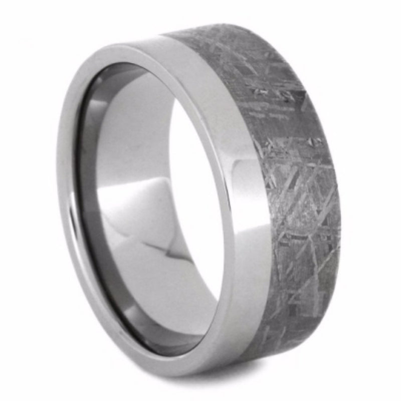 The Men's Jewelry Store (Unisex Jewelry) Two-Tone Gibeon Meteorite 9mm Comfort-Fit Titanium Wedding Band