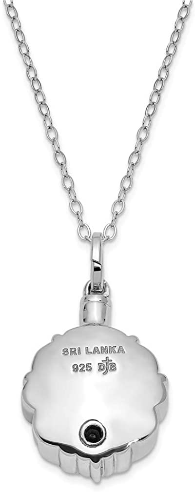 Antiqued Circle 'Remembrance' Ash Holder Pendant Necklace, Rhodium-Plated Sterling Silver, 18" (21x30MM)