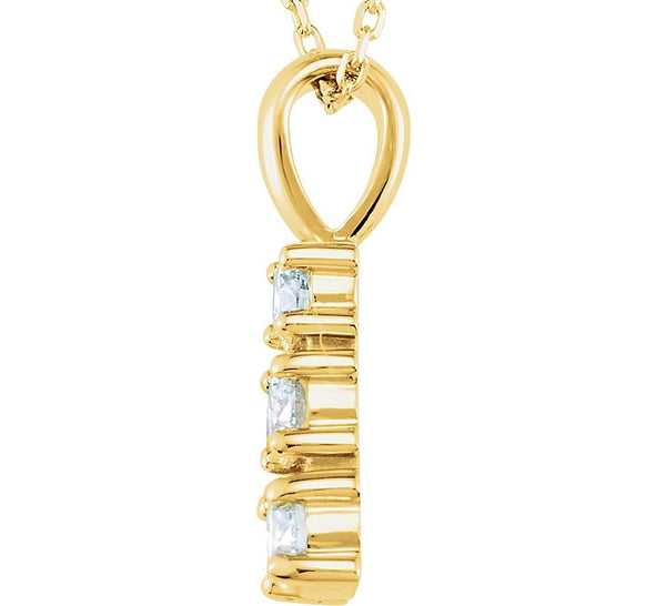 3-Stone Diamond 14k Yellow Gold pendant Necklace, 18" (.50 Ctw, GH, I1)
