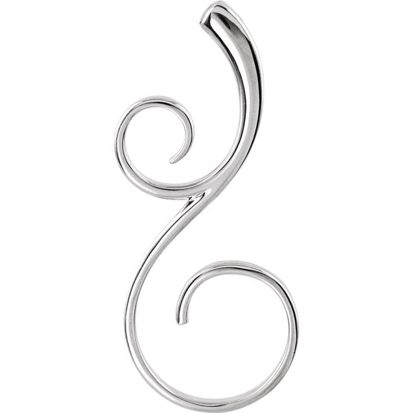 Petite Scroll Pendant, Rhodium-Plated 14k White Gold