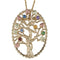 Multi Gemstone Tree Pendant Necklace, 10k Yellow Gold, 12k Green and Rose Gold Black Hills Gold Motif, 18"