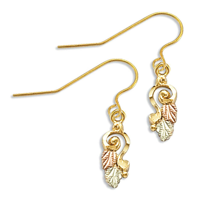 Diamond-Cut Spiral Earrings, 10k Yellow Gold, 12k Green and Rose Gold Black Hills Gold Motif