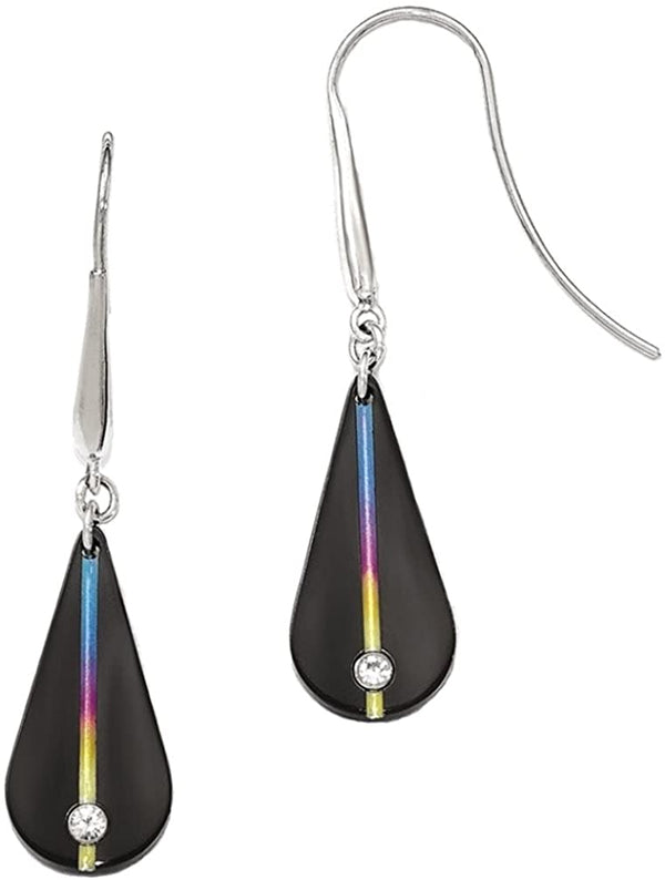 Radiance Collection Black Ti and Rainbow Anodized Titanium White Sapphire Earrings