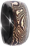 Copper and Silver Mokume Inlay 8mm Comfort Fit Titanium Wedding Band, Size 14