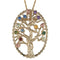 Multi Gemstone Tree Pendant Necklace, 10k Yellow Gold, 12k Green and Rose Gold Black Hills Gold Motif, 18"