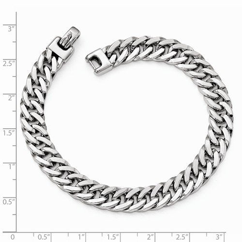 Men's Rhodium Plated 14k White Gold 9mm Curb Chain Bracelet, 8"