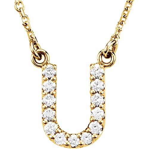 14k Yellow Gold Diamond Initial 'U' 1/8 Cttw Necklace, 16" (GH Color, I1 Clarity)