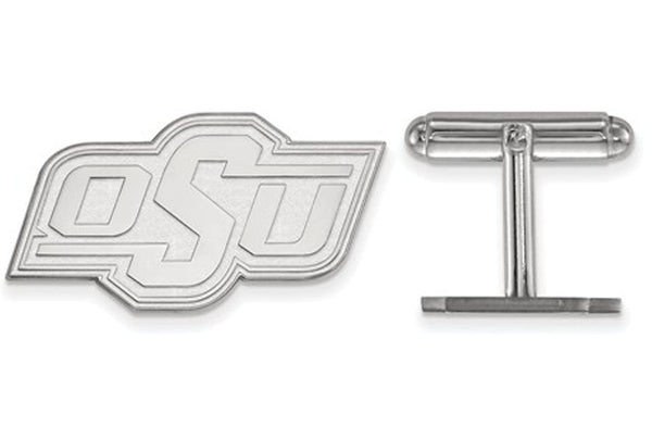 Rhodium-Plated Sterling Silver Oklahoma State University Cuff Links, 16X29MM