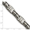 Men's Brushed and Polished Stainless Steel Black CZ Link Bracelet, 8.25"