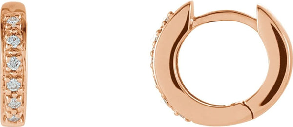 Diamond Hoop Earrings, 14k Rose Gold (1/10 Ctw, Color GH, Clarity SI1)