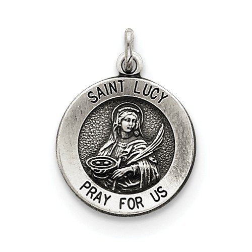 Sterling Silver Antiqued Saint Lucy Medal (20X15MM)