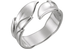 Platinum Bypass Rose Leaf Ring, Size 5