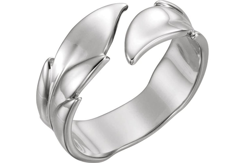 Bypass Rose Leaf Ring, Rhodium-Plated 14k White Gold
