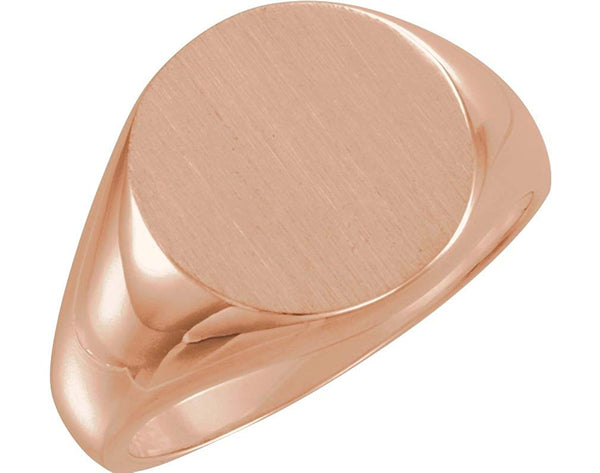 Men's Open Back Brushed Signet Ring, 10k Rose Gold (15mm) Size 11.25