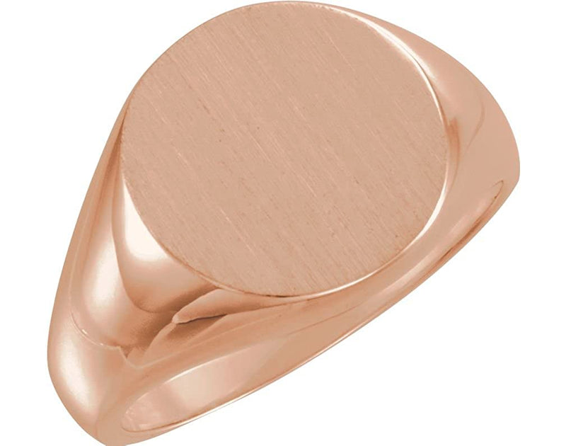 Men's Open Back Brushed Signet Ring, 10k Rose Gold (15mm) Size 10.25