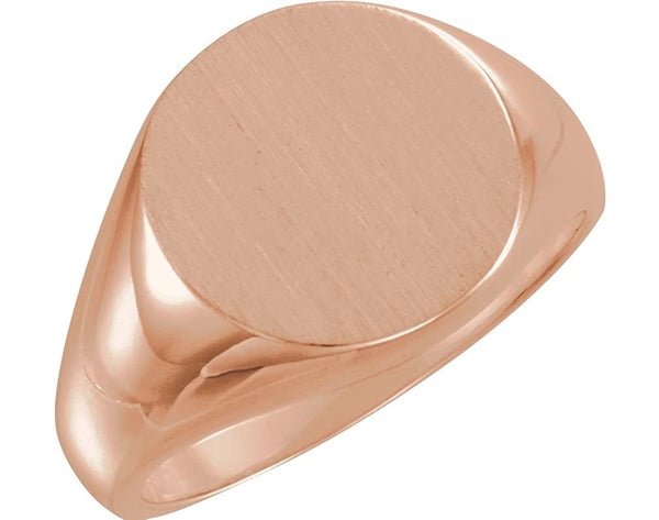 Men's 14k Rose Gold Brushed Signet Ring (15mm)