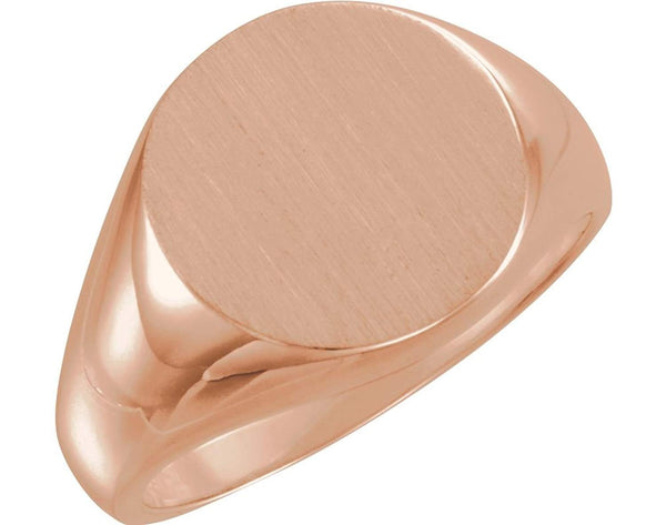 Men's 18k Rose Gold Brushed Signet Ring (15mm)