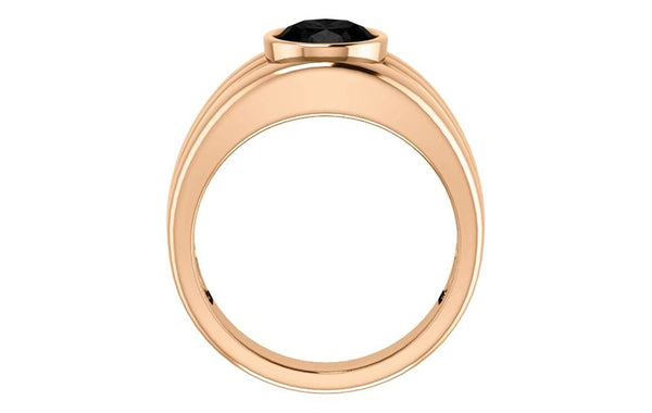 Men's Oval Onyx 25mm 14k Rose Gold Band, Size 10.25