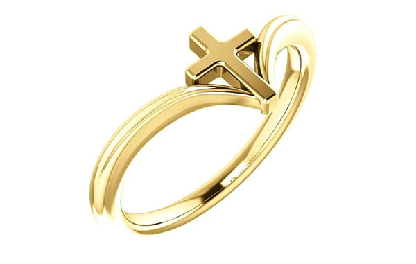 Petite Cross 14k Yellow Gold Ring