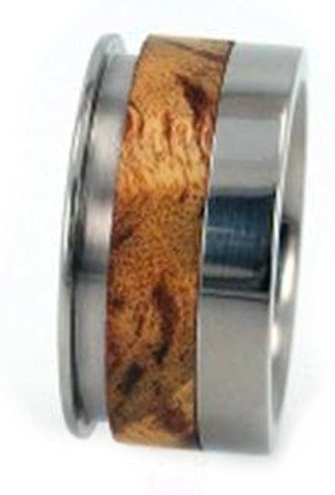 Buckeye Burl Wood 10mm Comfort Fit Interchangeable Titanium Wedding Band, Size 15.5