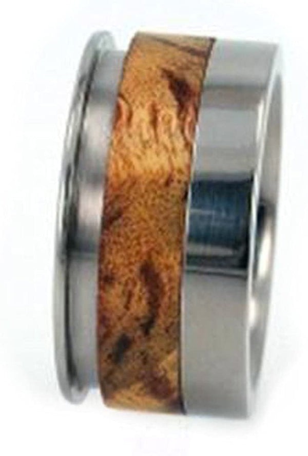 Buckeye Burl Wood 10mm Comfort Fit Interchangeable Titanium Wedding Band, Size 9