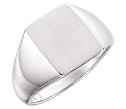 Men's Platinum Brushed Signet Ring (15x12mm)