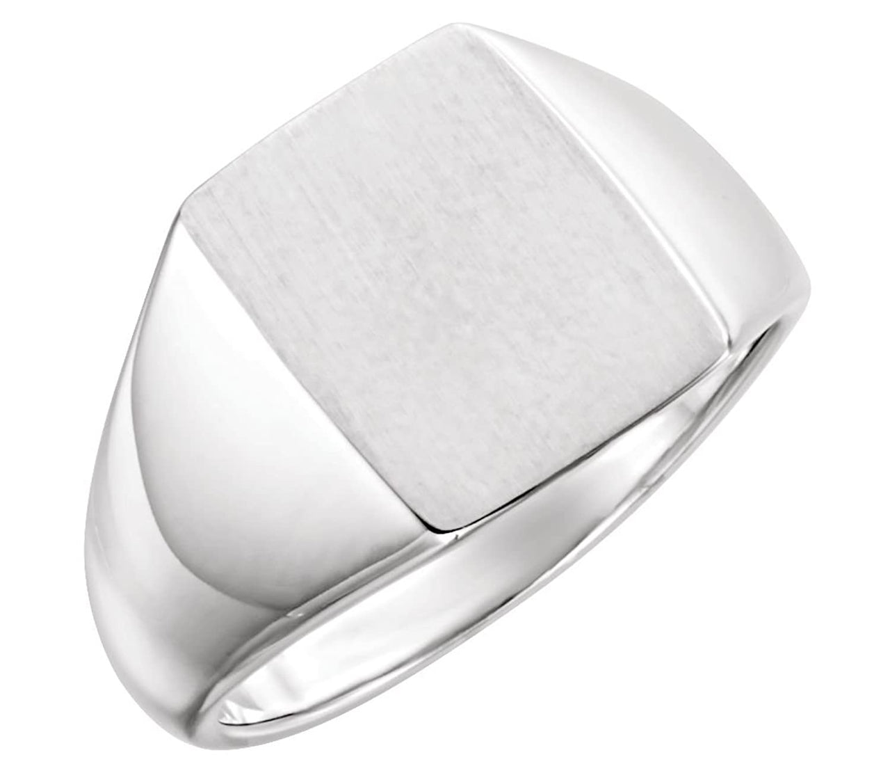 Men's Sterling Silver Brushed Signet Ring (15x12mm)