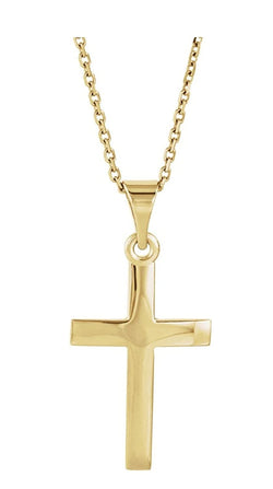 Christian Cross 14k Yellow Gold Pendant Necklace, 18" (14.7x11.5 MM)