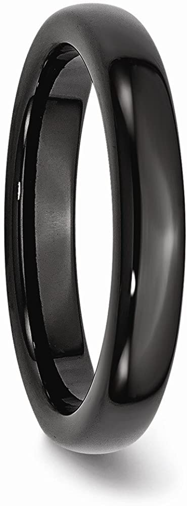 Men's Polished Black Ceramic 4mm Domed Comfort-Fit Wedding Band Size 10