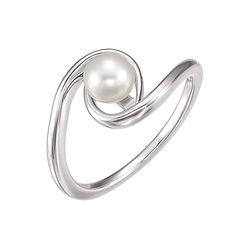 Platinum White Freshwater Cultured Pearl Bypass Ring (5.5-6.00mm)