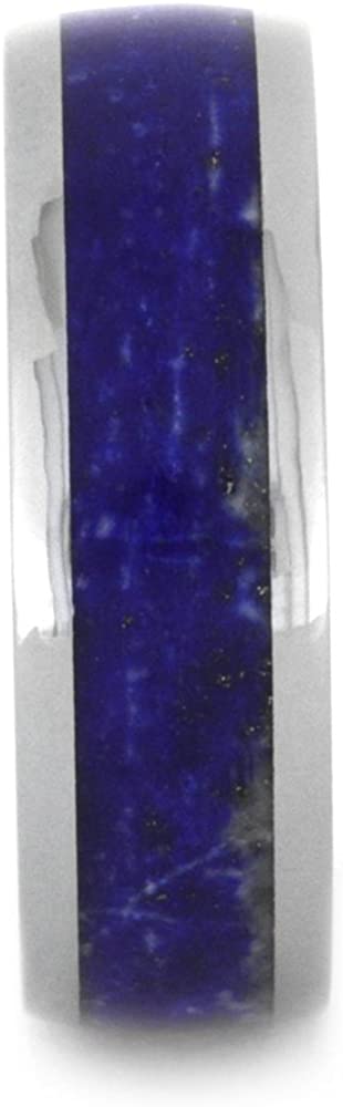 Lapis Lazuli 8mm Comfort-Fit Titanium Wedding Band, Size 5.25
