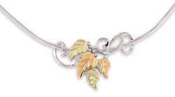 Leaf Slider Pendant Necklace, Sterling Silver, 12k Green and Rose Gold Black Hills Gold Motif, 20"