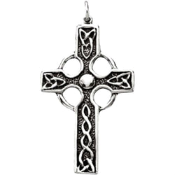 Men's Large Antiqued Celtic Cross Sterling Silver Pendant Made in the Holy Land