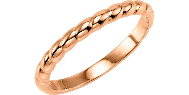 Rope Trimmed Stackable 2.5mm 14k Rose Gold Ring