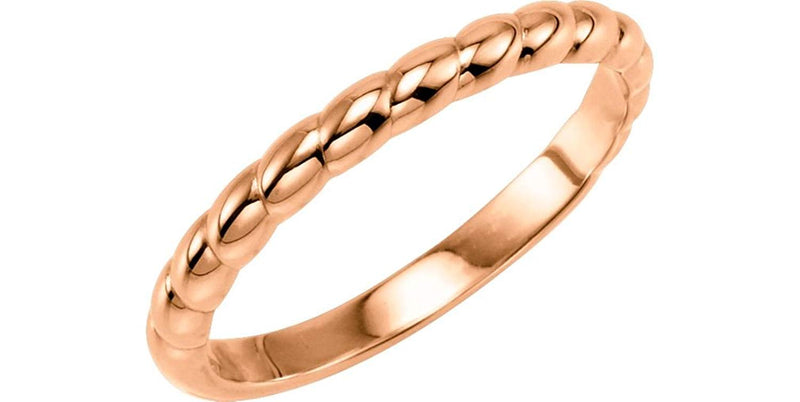 Rope Trimmed Stackable 2.5mm 14k Rose Gold Ring