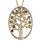 Multi Gemstone Tree Pendant Necklace, 10k Yellow Gold, 12k Green and Rose Gold Black Hills Gold Motif, 18"